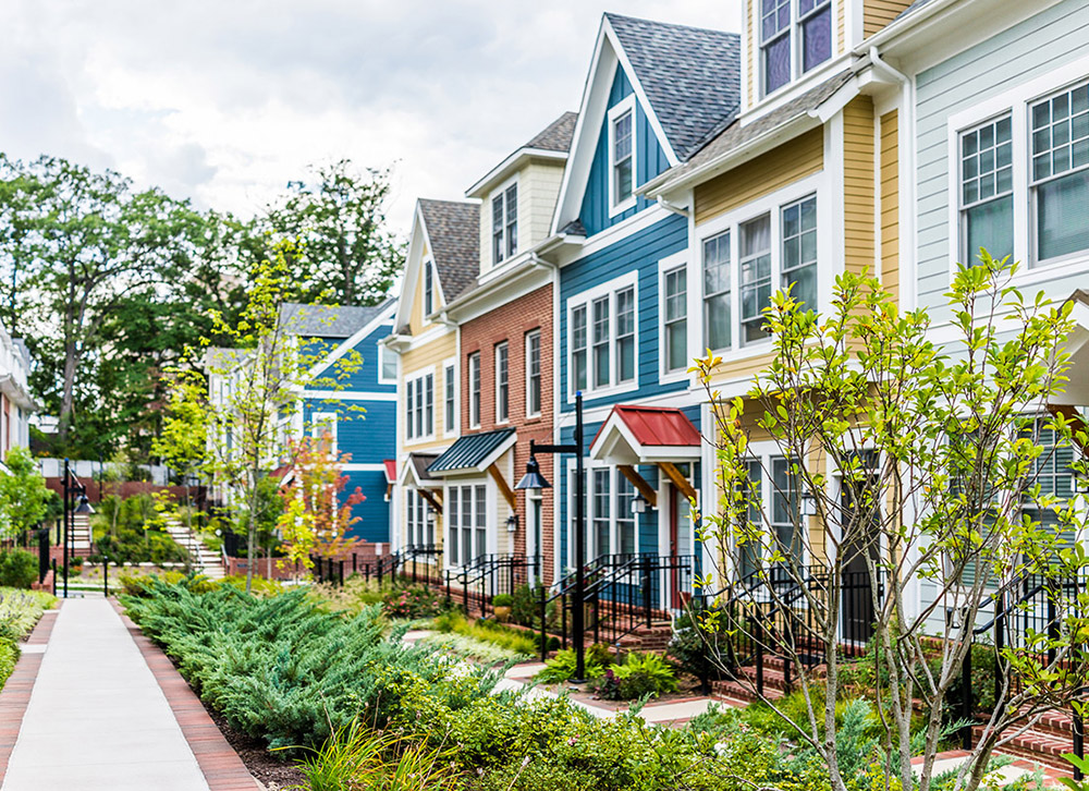 Colorful Homes in a neighborhood